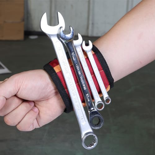 BIG RED Magnetic Wristband - Ultimate 16-MagnetThumb Style Tool Holder for DIYers, Craftsmen, &Home Improvement, ATRCX16R, Torin