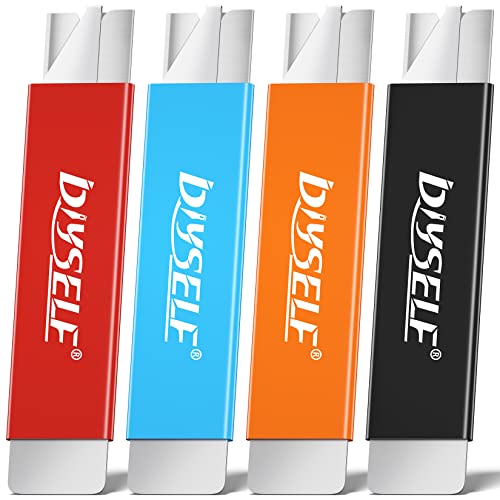 DIYSELF Box Cutters, 12 Pack Box Cutter Retractable, Box Cutter Knife with Single Edge Razor Blade, Utility Knife All Metal Shell, Box, Letter Opener for Packages, Boxes, and Paper, Work Knife for Men
