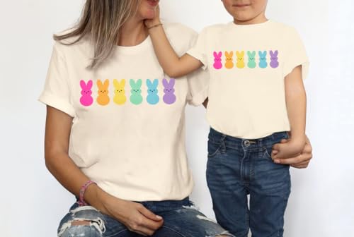 Easter Mama Bunny Baby Bunny Shirt Easter Bunny Peeps Shirt for Women Kids Family Matching Easter Day Shirts White