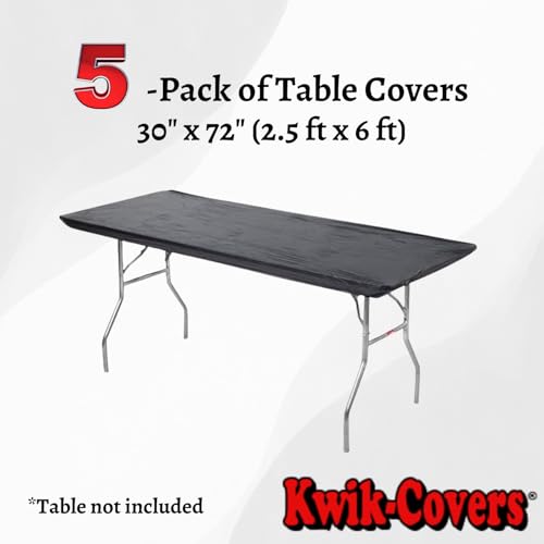 Kwik-Covers 6' Rectangle Plastic Table Covers 30" x 72", Bundle of 5 (Royal Blue)