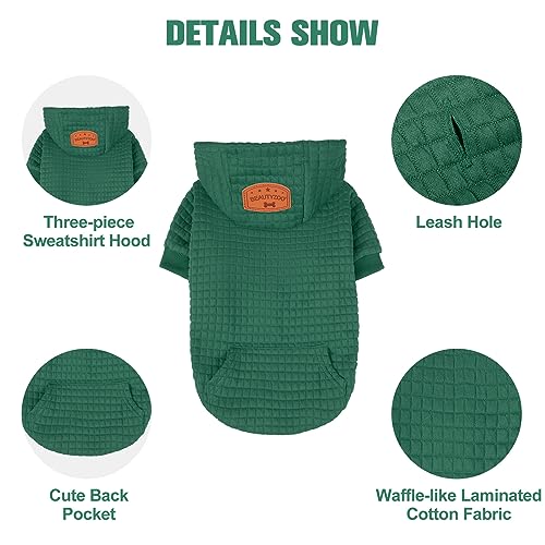 BEAUTYZOO Dog Sweaters for Large Dogs Girls Boys, Warm Winter Dog Hoodie Sweatshirt with Pocket & Leash Hole,Soft Waffle-Like Laminated Cotton Pet Clothes for Big Breeds Indoor Outdoor Cold Weather