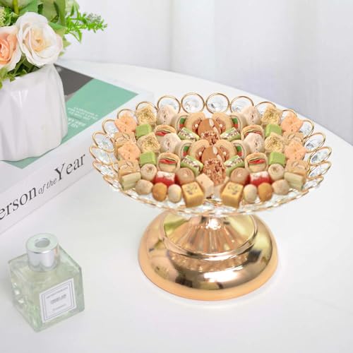 kehail 2 Pack Crystal Gold Metal Hollow Candy Tray, Countertop Storage Box, Snack Tray, for Centerpieces, Wedding Holiday Decorations, 7.7" L×4.4" W