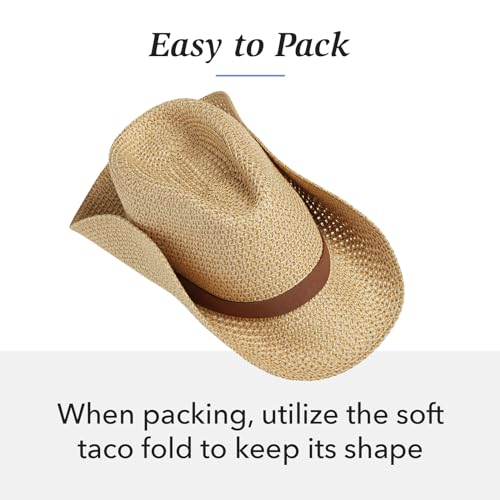 Wallaroo Men’s Outback Fedora (Brown, M/L) – Lightweight Wide Brim Hat, Natural Fiber, UPF 50+ UV Protection, Breathable Summer Fedora, Travel Sun Hat for Outdoors, Hiking, Beach, and Golf Holidays