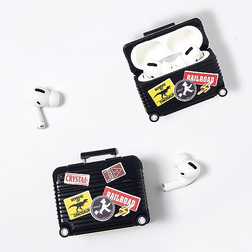 for AirPods Pro Case Cover, Luggage Design Protective Cover Case for AirPods Pro, Compatible with AirPods Pro Charging Case for Women Men, Blcak