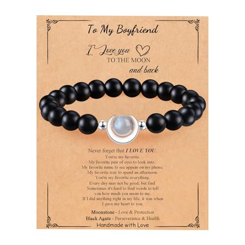 BABORI Grandson Gift from Grandma Gift for Grandson Valentine's Day Birthday Graduation Christmas Jewelry Meaningful Gift Idea Beads Lava Rock Moonstone Stone Bracelet