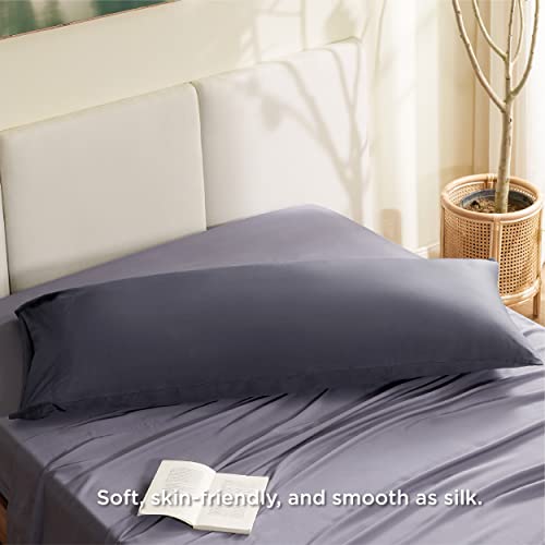 Bedsure Body Pillow Cover - Rayon Derived from Bamboo, Long Cooling Pillow Cases for Hot Sleepers, Soft & Breathable Body Pillow Pillowcase with Envelope Closure, 1 Pack, Dark Grey, 20x54 Inches