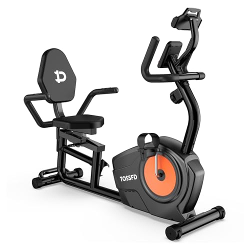 XVGVSV Recumbent Exercise Bike, Recumbent Stationary Bike for Home, Recumbent Bike with 400LB Weight Capacity Whisper-Quiet 16 Levels Magnetic Resistance Heart Rate Handle and Multi-Function LCD Comfortable Seat (Orange-Plus)