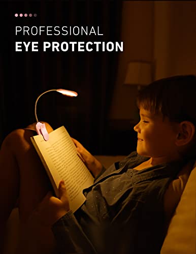 Monotremp Book Lights for Reading at Night in Bed, 80 Hours Runtime LED Book Light Rechargeable, 3 Brightness Levels × 3 Color Temperatures, 1.3 oz Lightweight Reading Lights for Books in Bed