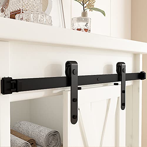 skysen 2ft Single Door Cabinet Sliding Barn Door Hardware Kit Super Mini Sliding Door Hardware for Wardrobe Cabinet TV Stand (ykd2)