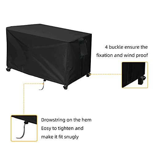 YUZ Fire Pit Cover for Rectangular Fire Pit 44 inch Heavy Duty Outdoor Waterproof Dustproof Anti Full Coverage Patio Fire Pit Cover with 42-44 Inch Fire Pit, 44W x 32D x 23H Inch