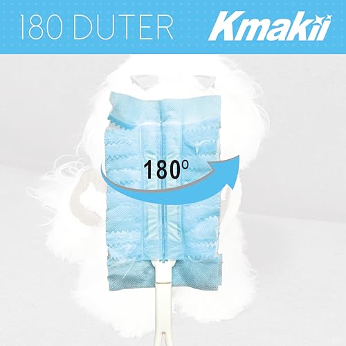KMAKII Disposable Duster Refills, Compatible with S wiffer,Heavy Duty Electrostatic Blue Duster Heads, Ideal for Home Cleaning, Furniture, 1 Short Handle and 20 Refills