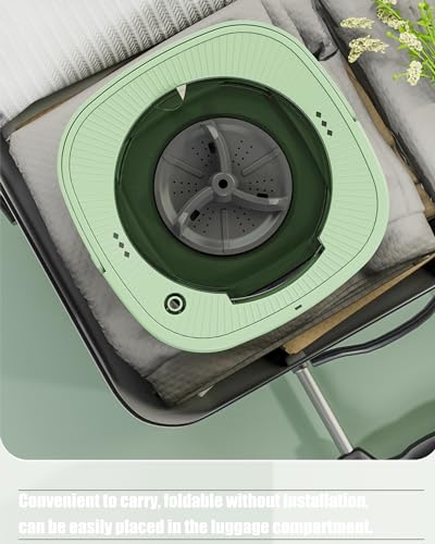 ZhuoMuNiao portable washing machine,mini washing machine,9Litre large capacity foldable washing machine,washing machine suitable for Travel, RV, Camping, Home or Apartments Laundry Used(Green new)…