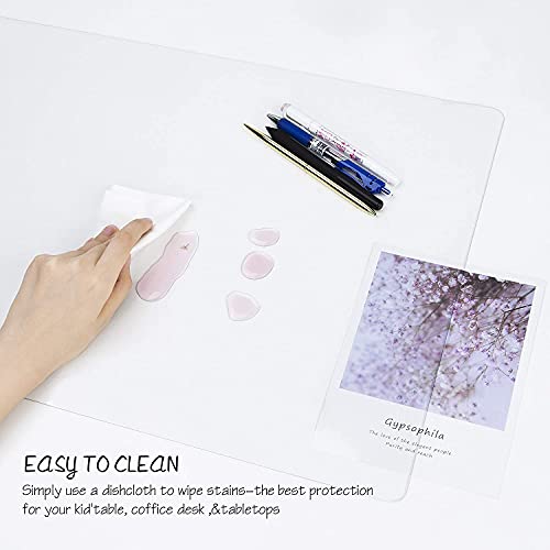 Oterri Clear Writing Desk Pad, 20’’x40” Heat Resistant Waterproof PVC Round Edge Durable Desk Protect Mat, Anti-Static Writing Mat Table Protector