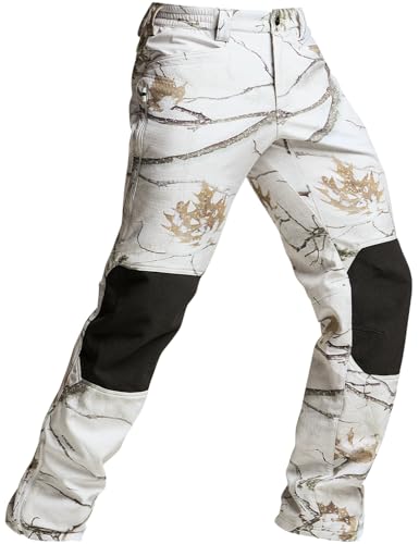 CQR Men's Winter Waterproof Tactical Pants, Softshell Fleece Lined Snow Ski Cargo Pants, Thermal Outdoor Hiking Work Pants, Cargo Black, Large