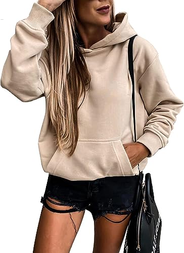 SHEWIN Womens Hoodies Casual Long Sleeve Solid Lightweight Hoodie Pullover Tops Soft Button Loose Hooded Sweatshirt Fall Clothes for Women 2024,US 4-6(S),Black