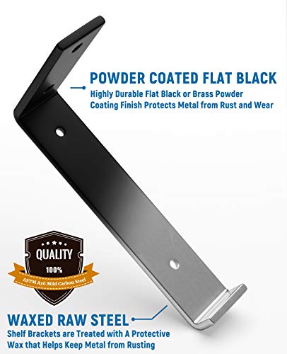 LEOPO 8 inch 12 Pack Shelf Brackets for DIY Floating Shelf, 1/5 inch Thick Heavy Duty Bracket