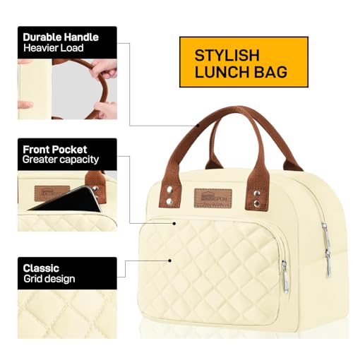 Buringer HOMESPON Lunch Bag for Woman Man Adults with Front Pocket Insulated Lunch Tote Lunch Box Container for Work Picnic or Travel(Black)