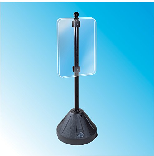 Tip'n Roll Portable Sign Pole - Black 60". With easy grab finial and wheels.