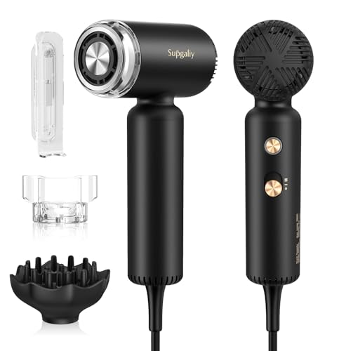 Hair Dryer - Super Mini Hair Dryer, Portable High Speed Unique Motor for Fast Drying, Professional Ionic Blow Dryer, Quiet Lightweight Hairdryer with Magnetic Diffuser & Concentrator & Wall Mounted