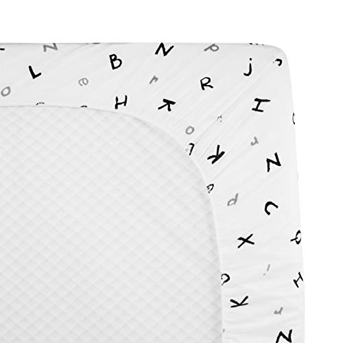 American Baby Company Fitted Pack N Play Playard Sheet 27" x 39", Soft Breathable Neutral 100% Cotton Jersey Pack and Play Sheet, Grey Zigzag, for Boys and Girls, Fits Most Mini Crib Mattresses