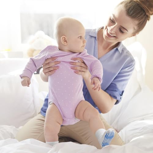ELUTONG Non Slip Grip Socks Kids Anti-Skid Socks 12 Pairs for 1-7T Baby Toddler Boys and Girls