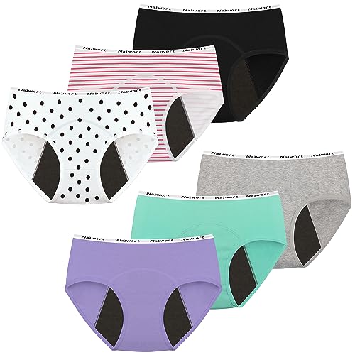Nalwort Teen Girls Period Panties Cotton Leakproof Menstrual Underwear for First Period Starter