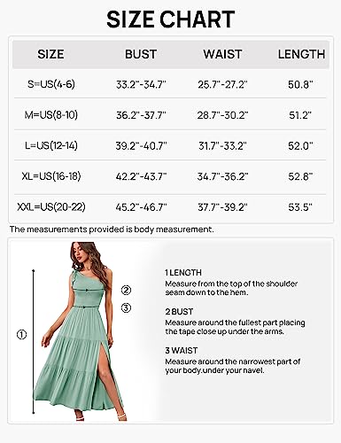 MEROKEETY Women's One Shoulder Sleeveless Shirred High Waist Swing A-Line Midi Maxi Dress,Dustyblue,M