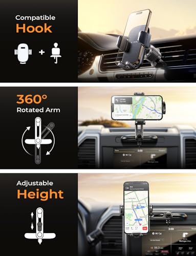LISEN CD Phone Holder for Car,Adjustable CD Slot Phone Mount Holder for iPhone Ultra Sturdy Cell Phones Holders for Your Car Accessories for Samsung Galaxy S25 S24 iPhone 16 15 14 Pro Max All Phones