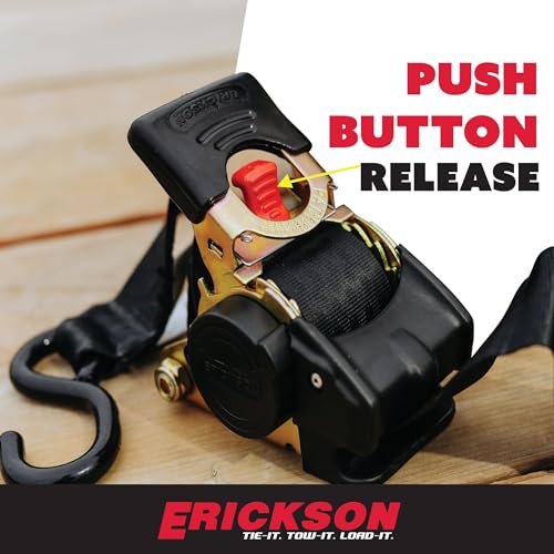 Erickson 34416 Pro Series Black 2" x 10' Retractable Ratcheting Tie-Down Strap