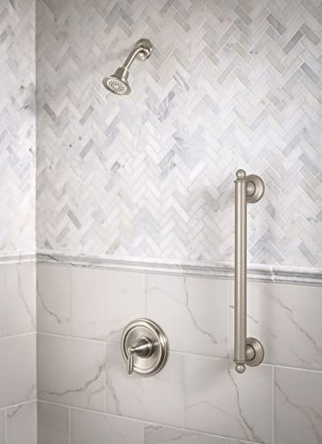 Moen Brantford Brushed Nickel Posi-Temp Pressure Balancing Eco-Performance High-Pressure Tub and Shower Trim Kit with Shower Head, Arm, Lever Handle, Flange, and Tub Spout (Valve Required), T2153EPBN