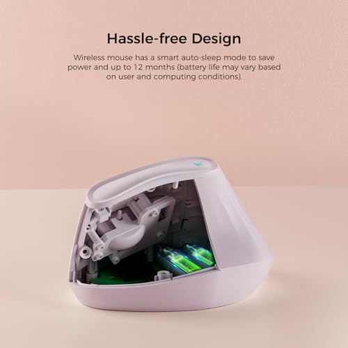 KYSONA 57° Ergonomic Wireless Tower Mouse, Vertical Quiet Ergo Mouse, Bluetooth(BT5.0,BT3.0)&2.4G, (800/1200/2400/2400/4000), 7 Buttons for Windows, macOS, iPadOS, Laptop, PC, Pink