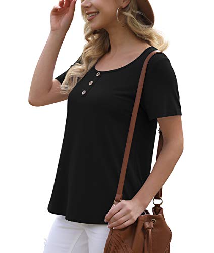 Feiersi Women's Long Sleeve Tops Casual Soft Comfy Blouse Loose Buttons Up T Shirts(Wine Red,Small)