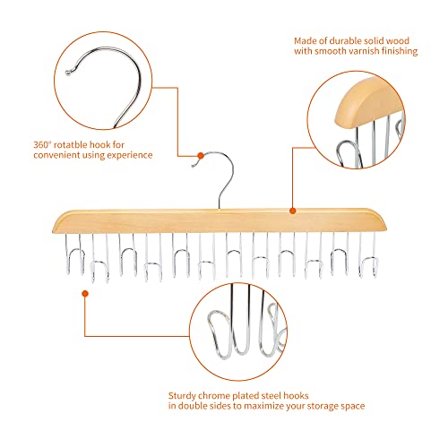 Amazon Basics Wooden Belt Hanger - Natural, 2-Pack