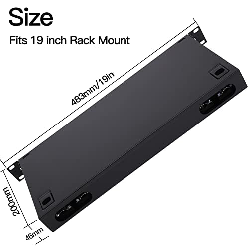 19" Rack Mount Enclosure Fiber Optic Box Fits Racks Cabinet 1U LGX Loaded Patch Panel - Include 2Pcs Splice Trays Maximum Capacity 48 Fibers