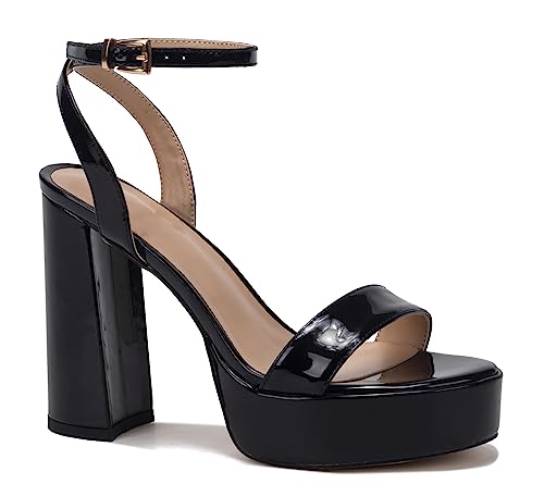 Women's High Heel Sandals Platform Open Toe Ankle Strap Block Heel Sandals 6 Inch Buckle Adjustable Evening Dress Party Wedding High Heel Sandals Round Toe Platform Dress Sandals Dark Apricot Size 6
