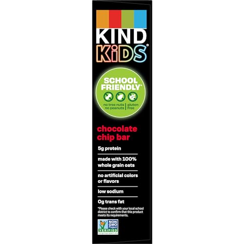 KIND Kids Chocolate Chip Bar, Tree Nut Free, Peanut Free, Gluten Free, Made With Whole Grain Oats, 6.2 oz Box (40 Bars)