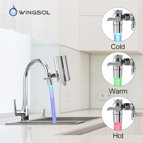πͺππ‘ππ¦π’π Faucet Water Filter Stainless-Steel 360Β° Rotating Water Filter for Sink, Reduce Chlorine, Heavy Metals and Bad Taste, 350 Gallons Long Lasting Sink Water Filter, WS-FM001-PAC