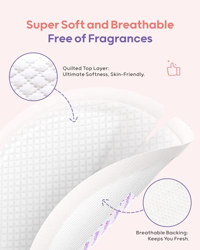 Nuliie Super Absorbent & Featherlight Disposable Nursing Pad, Stay Dry, Soft & Breathable Breast Pad for Leaking Milk, Leakproof, Individually Packaged Breastfeeding Essentials for Moms (100 Count)