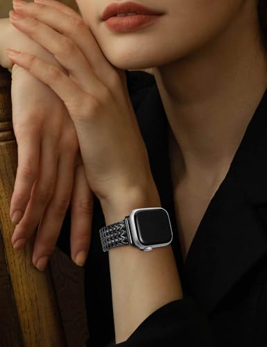 Minyee Compatible with Apple Watch Band 41/40/38/44/45/46/49/42mm Women, Dressy Stainless Steel Metal Chain Strap Mermaid Designer Link Bracelet Wristband for iWatch Series 10 9 8 7 6 5 4 3 Ultra SE