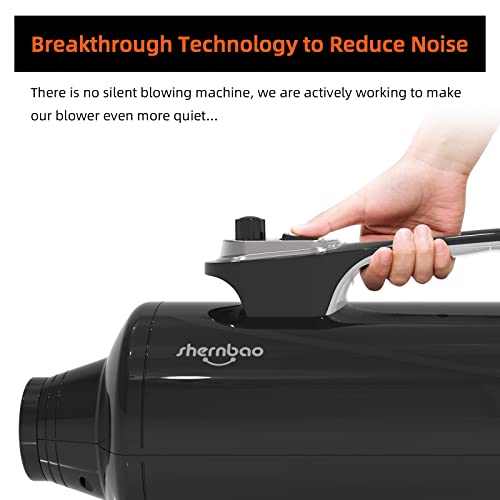 shernbao Dog Dryer High Velocity Professional Dog Pet Grooming Hair Drying Force Dryer Blower 6.0HP (DHD-2400T) (6.0HP, Jet Black)