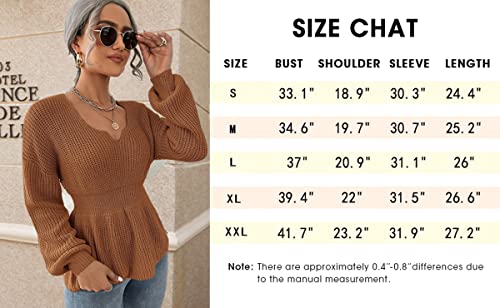 Veatzaer Womens Long Sleeve Knit Sweater V Neck Drop Shoulder Babydoll Sweater Solid Sweater Pullover Grey