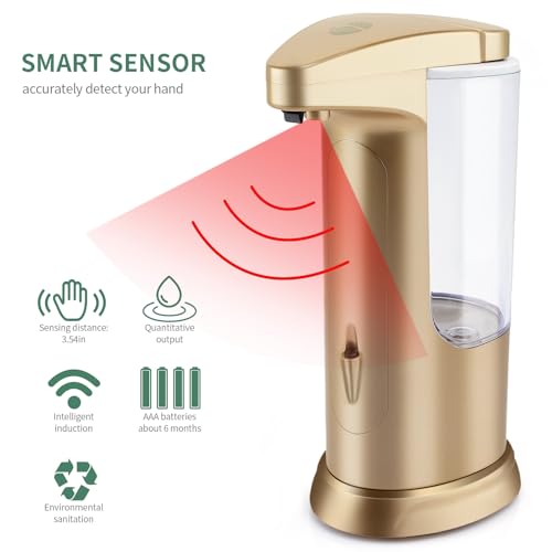 Automatic Soap Dispenser Touchless Sensor - Electric Liquid Soap Dispenser Touch Free with Adjustable Volume Switches for Kitchen Bathroom Countertop Shower Hotel