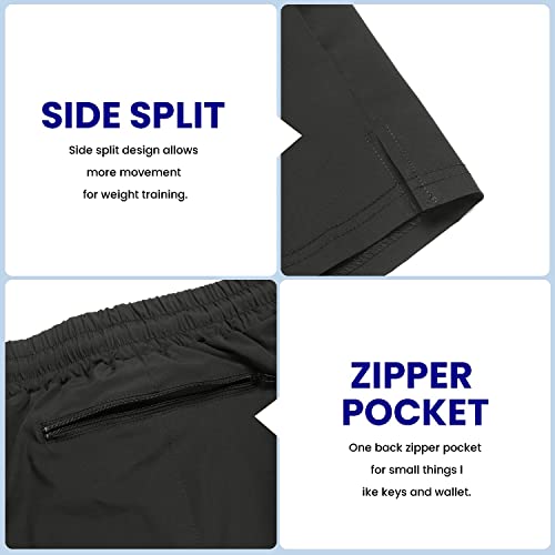 COOFANDY Men's 2 Pack Gym Workout Shorts Quick Dry Bodybuilding Weightlifting Pants Training Running Jogger with Pockets (Light Khaki/Grey, Small)
