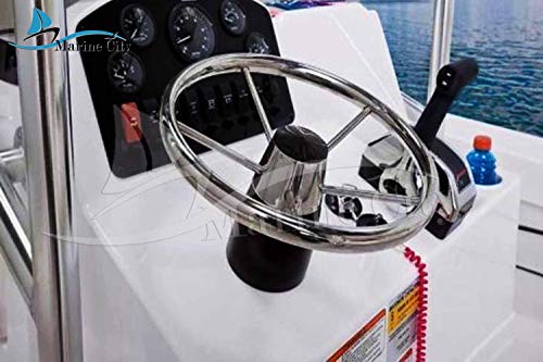 MARINE CITY 304 Stainless Steel Boat Steering Wheel - 25 Degree 5 Spokes | 13-1/2 Inches Diameter | Attractive Design - Ideal for Marines, Boats, and Yachts