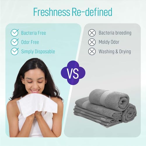 PureSoftness Luxuriously Soft Disposable Face Towel, 100% Cotton, 80 Count, Extra Large 12" x 10" Ultra Soft Dry Wipe for Face Wash, Makeup Remover, Bio-Based Towelette for Sensitive Skin (1 pack)