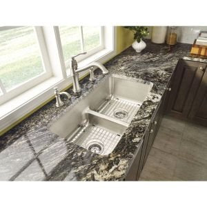 Moen Chateau Chrome One-Handle Low Arc Kitchen Faucet for 3-Hole Sinks, 7425