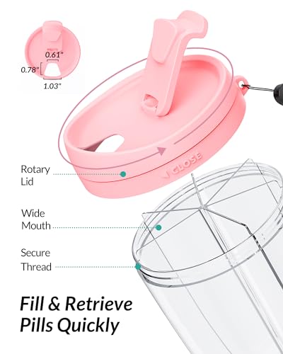 ZIKEE Large Pill Bottle Organizer with Anti-Mixing & Wide Openings Design, Pill Dispenser Holds Monthly Vitamins, Travel-Friendly Supplement Organizer Easy to Fill & Retrieve with a Handle, 20 Labels