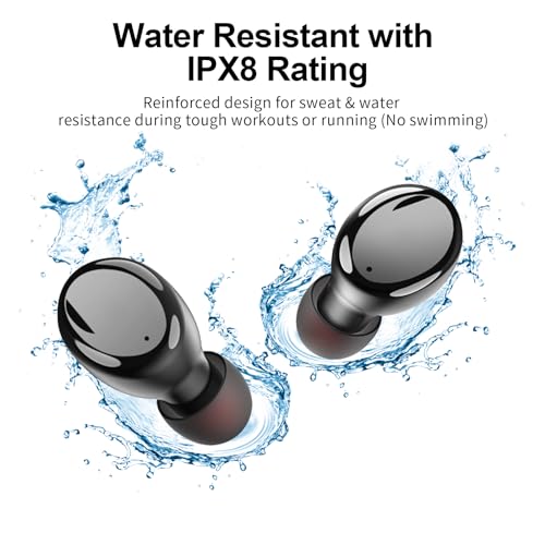 kurdene Bluetooth Wireless Earbuds, S8 Deep Bass Sound 38H Playtime IPX8 Waterproof Earphones Call Clear with Microphone in-Ear Bluetooth Headphones Comfortable for iPhone, Android