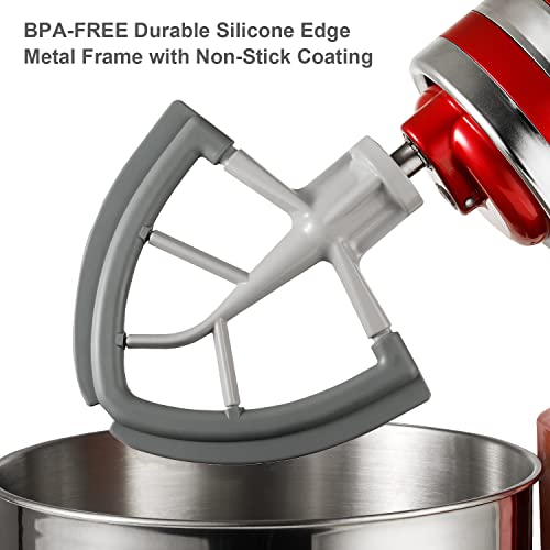 Flex Edge Beater for KitchenAid Tilt-Head Stand Mixer, 4.5-5 Quart Flat Beater Paddle with Flexible Silicone Edges Bowl Scraper, Grey