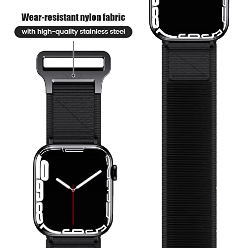 ABELTA Band Compatible with Apple Watch 41mm 40mm 38mm, Braided Nylon Band with Velcro Design, Sports Trail Women Men strap for iWatch Apple Watch Series 9 8 7 6 5 4 3 2 1 SE (Black)